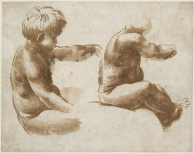 Due studi dal vivo di un bambino nudo da Raffaello Sanzio Raphael